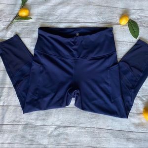 Gaiam Navy Blue Yoga Pants with mesh detail